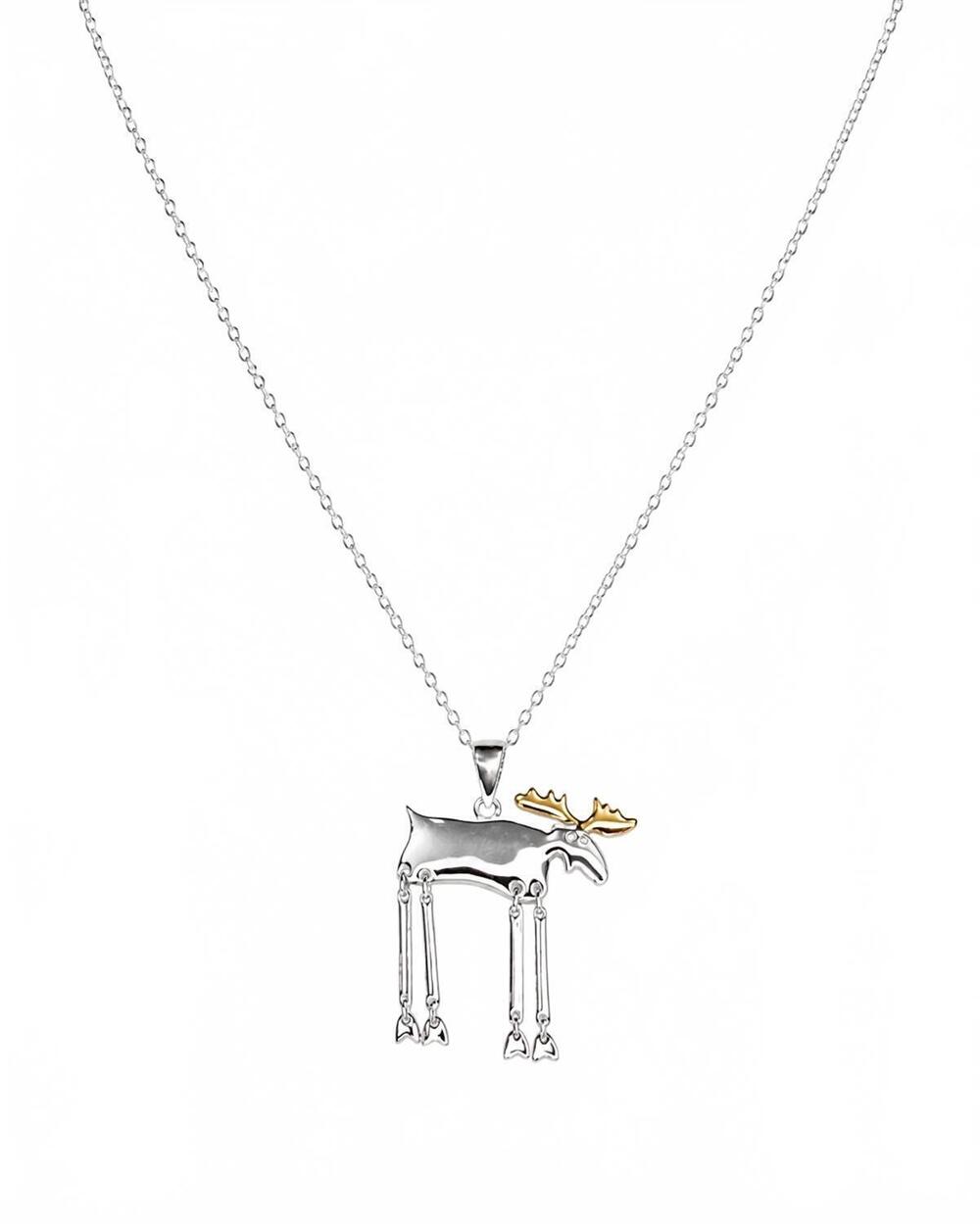 NEW GABI SALAZAR DESIGNS women's rocky mountain moose necklace in silver